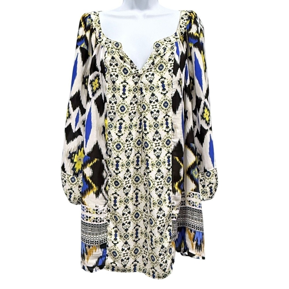 Fig and Flower Chiffon Blouse Peasant Boho Chic Resort Wear‎ Multicolor Size 3X